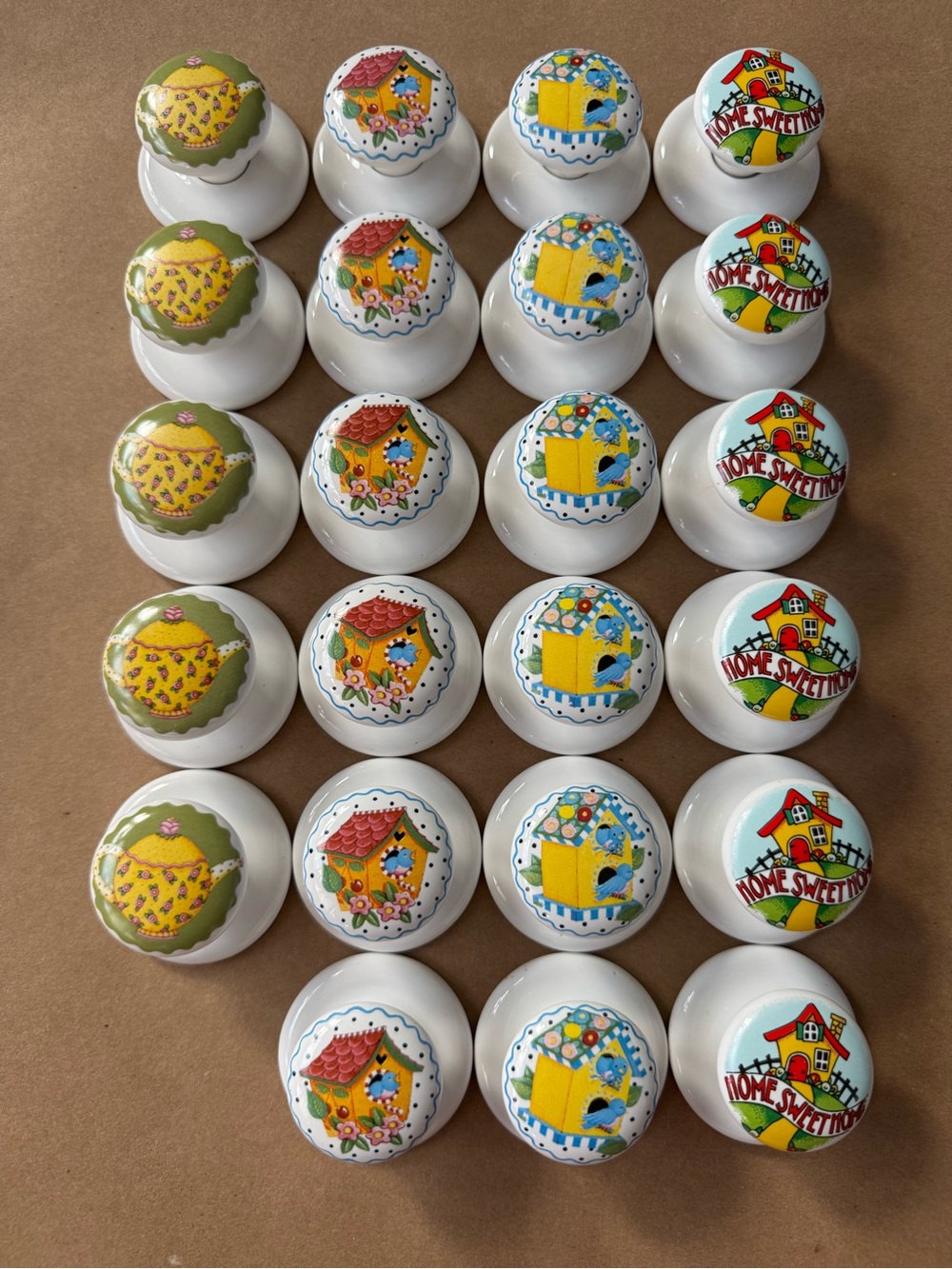 Ceramic cabinet knobs and backplates